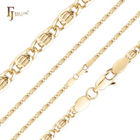 Collana a catena con maglie piatte a chiocciola FJ Fallon Fashion Jewelry 54100423 da 4,3 mm, placcata oro giallo 14K, base in ottone