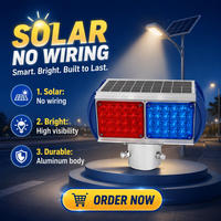 Feux de signalisation clignotants solaires intégrés LED rouges et bleus à coque en aluminium pour travaux routiers, personnalisables pour le soutien de la circulation - Vente chaude
