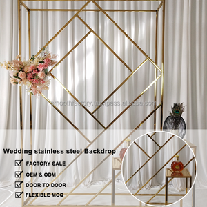 Arche de scène carrée en acier inoxydable avec cadre métallique doré, style moderne, vente chaude, directement de l'usine LEDA, pour décoration de mariage - Product Image 2