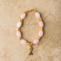 Pulseras de Piedras Naturales Rojas Hechas a Mano al por Mayor para Verano con Abalorios y Dije de Pez Dorado Ajustable para Mujer
