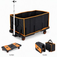 Chariot de camping pliable 3 en 1, chariot utilitaire, capacité 80 kg, pliable et repliable avec poignée télescopique pour utilisation en extérieur