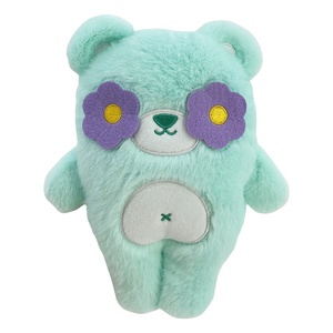 Ours en peluche de style nordique vert menthe mince, super doux, coussin décoratif, peluche, jouet en peluche avec des <span class=keywords><strong>yeux</strong></span> de fleurs violettes - Product Image 1