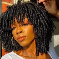 Wig Dreadlock Sintetis Afro Kinky Buatan Mesin yang Dapat Disesuaikan, Kepang Pendek, Faux Locs Tanpa Lem, Kepadatan 150%, Topi Jaring Kancing