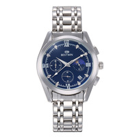 Montre pour homme en acier inoxydable de haute qualité, chronographe de luxe, phase de lune, montre de business