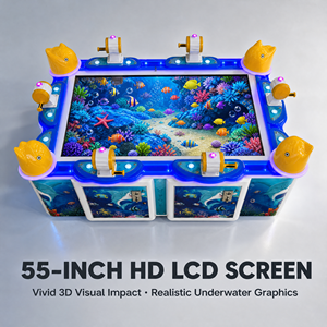 BH Machine de jeu de pêche à monnayeur pour six joueurs, en plastique et métal, écran HD de 55 pouces, lumières clignotantes, 110/220V, garantie 1 an - Product Image 1