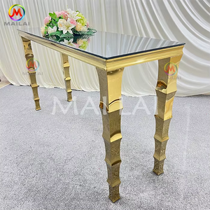 <span class=keywords><strong>Table</strong></span> haute moderne d'extérieur <span class=keywords><strong>en</strong></span> acier inoxydable avec pattes <span class=keywords><strong>en</strong></span> <span class=keywords><strong>bambou</strong></span> rectangulaires et <span class=keywords><strong>dessus</strong></span> <span class=keywords><strong>en</strong></span> verre pour bar <span class=keywords><strong>de</strong></span> mariage et fête - Product Image 2