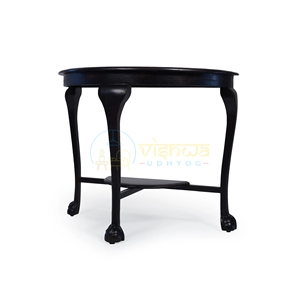 Regency Half Moon <b>Console</b> <b>Table</b> Antique <b>Black</b> Demilune <b>Table</b> with Ball and Claw Feet Lower Shelf Classic Home Furniture <b>table</b> - Product Image 3