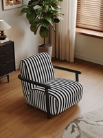 Fauteuil simple de style rétro rustique, design moderne, pour salon, balcon, chambre, chaise de lecture relaxante, en tissu avec pieds en métal, pour la maison
