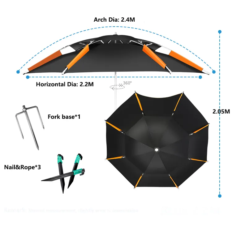 Оптовая продажа, 2,4 м, высокое качество, 8 футов, открытый складной пляжный зонт Angelschirm для рыбалки