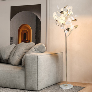 Op maat gemaakte meubels luxe keramiek metaal Ginkgo Biloba blad serie tafellamp vloerlamp wandlamp kroonluchter Ginkgo verlichting - Product Image 6