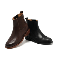Bottines à lacets vintage pour femmes - Tige en cuir véritable, semelle en caoutchouc, mode automne/hiver