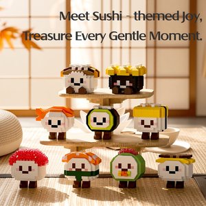 Bloques de Construcción de Sushi, Bloques de Cocina Japonesa Hechos a Mano, Adorno Pequeño y Bonito para Escritorio, Juguete Educativo de Comida de Moda - Product Image 1