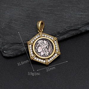 Nouvelle Mode Bronze <span class=keywords><strong>Greco</strong></span> Roman Rétro Vintage Sculpture Pendentif Style pour la Fabrication de Bijoux - Product Image 5