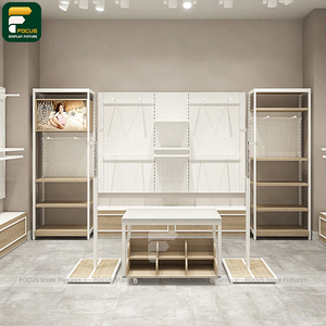 Modern Boutique Apparel Display Cabinet Fashion Rack Wall Shelving Cashier Counter Lighting <b>Showcase</b> Fixture - Product Image 3