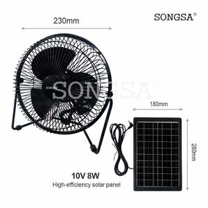 Ventilador solar portátil multiusos <span class=keywords><strong>de</strong></span> 8 pulgadas con salida <span class=keywords><strong>de</strong></span> batería externa, batería recargable, iluminación, para camping, exteriores, hotel, uso <span class=keywords><strong>de</strong></span> emergencia. - Product Image 2