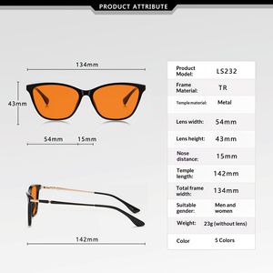 Lunettes anti-lumière bleue OEM de haute qualité, 100 % protection, monture TR90 noire unisexe, verres orange, forme carrée, légères, vente en gros, tendance - Product Image 4