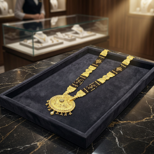 Wholesale 24K Micron Gold Forming AD Stone Mangalsutra, Traditional Wedding Jewelry, AD Stone Long Mangalsutra With Big Pendant. - Product Image 3