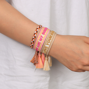 Chất Lượng Cao Bán Buôn Tùy Chỉnh Chữ Dệt Vòng Đeo Tay Với Có Thể Điều Chỉnh Tua Thời Trang Chuỗi Vòng Đeo Tay Cho Phụ Nữ - Product Image 3