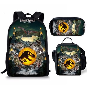 Jurassic World <b>Backpack</b> Set 15 Inch Printing School Education Junior High <b>Students</b> Unisex Lightweight - Product Image 3