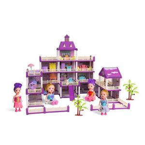 Ensemble de meubles de salle de bain pour maison de poupée avec baignoire, lavabo, miroir, décoration en plastique, jouet créatif pour enfants, salle de jeux familiale - Product Image 1