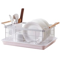 Égouttoir à vaisselle blanc lave-linge égouttoir panier étagère de rangement cuisine légumes rangement vaisselle supports d'angle avec manche en bois