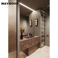 WAYMOVE Cuisine moderne en panneaux de particules MDF, finition marbre brillant, laque acrylique, avec charnières, glissières de tiroir, robinet, panier et évier