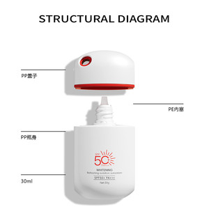 Nuevo Estilo de Botella Ovalada Blanca con Bomba Airless para Crema BB, Envase para Protector Solar de <span class=keywords><strong>30</strong></span> <span class=keywords><strong>ml</strong></span> - Product Image 4