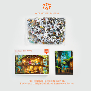 Puzzle en papier 1000 pièces Mini Maison dans <span class=keywords><strong>les</strong></span> Arbres Famille d'Ours 380x260mm Impression Offset Ajustement Parfait 1:1 Affiche Boîte Cadeau Série Stock pour Adulte - Product Image 4
