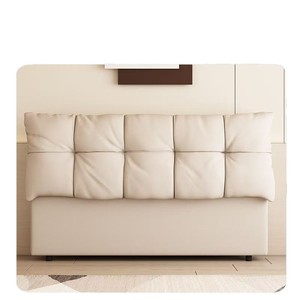 Modern Light Luxury Headboard With Upholstered Solid Wood Backrest Genuine Leather Floor Standing Design Simple Style - Product Image 1