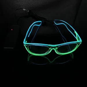 Best Selling Custom Logo LED EL Wire Glasses For Party Double Colors EL Wire Light Up Glasses with Sound Sensor
