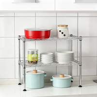 Étagère de rangement double à 2 niveaux en métal chromé approuvée par la NSF pour condiments et aliments de cuisine, support multifonctionnel en fil métallique sur table