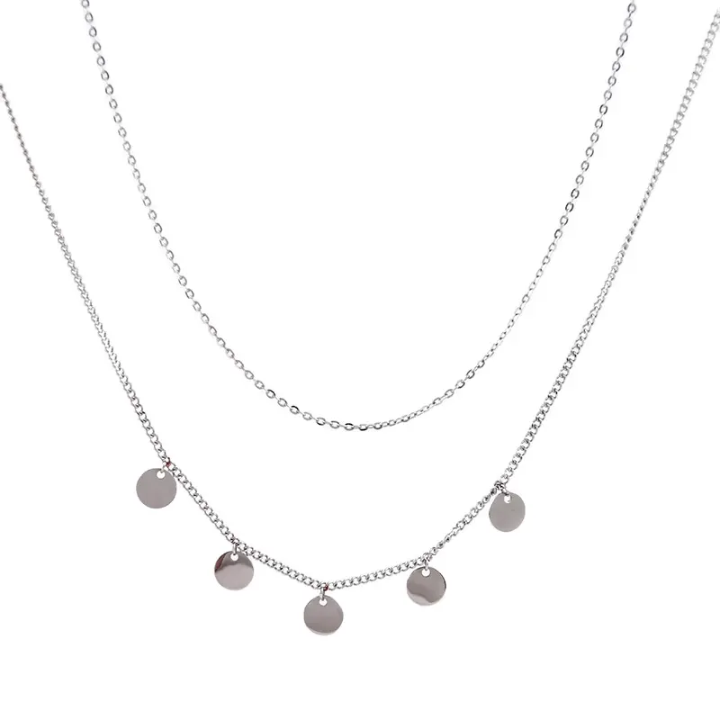 Fashion Layering Stainless Steel Sliver Color Jewelry Necklace for Women