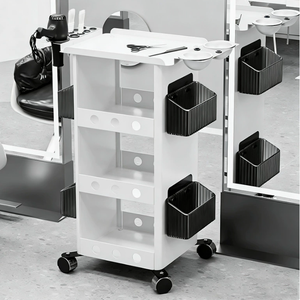 Chariot de Salon de Beauté et Coiffure de Luxe Doré avec Tiroirs, Tabouret de Coiffure, Mobilier Métallique - Product Image 5