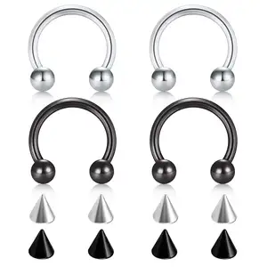 Nose Septum Horseshoe Hoop Eyebrow Lip Navel Belly Nipple Piercing Ring Helix Rook Captive Earrings Replacement Spikes