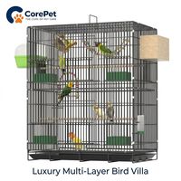 Nouvelle Cage à Oiseaux Métallique Innovante pour Perroquets, Cage Écologique Multi-niveaux Double Couche Grande Taille pour Nymphées et Perruches, Style Pivoine Luxe