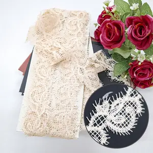 Distinctive beige 5cm eyelash embroidery 100% polyester fiber clothing home textile lace edge