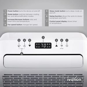 Aire Acondicionado Portátil Eléctrico BIBO de 6500 BTU para Ventana, Ventilador, Deshumidificador, Pantalla Digital, Silencioso, de Plástico - Product Image 5