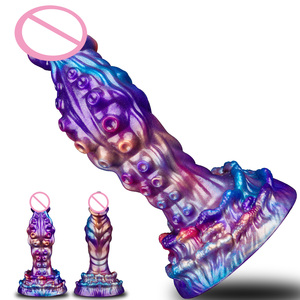 Dildo en silicone liquide en forme de chien avec simulation d'éjaculation, ventouse réaliste et plug anal fantaisie - Product Image 1