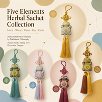 Pendentif de sac en brocart fait main pour femme, avec nœud, double frange et breloque porte-bonheur aromatique aux herbes – Offre Spéciale