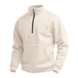 2025 Nueva Sudadera de cuello alto con media cremallera de gofre para hombre, sudaderas de manga larga de punto de gofre con cremallera sólida de talla grande - Product Image 2