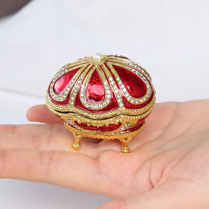 Caja de Joyería Metálica Moderna al por Mayor, Pintada a Mano, Esmaltada, Estilo Fabergé, Huevo de Pascua para Guardar Baratijas, Decoración del Hogar, Pascua - Product Image 2