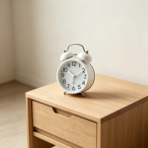 <span class=keywords><strong>Réveil</strong></span> à double cloche ronde en métal, style britannique minimaliste, pour bureau et maison, fonction snooze, aiguille silencieuse - Vente en gros 2026 - Product Image 2