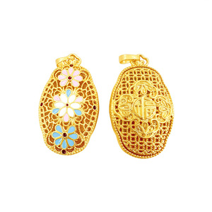 จี้ดอกไม้ลายฉลุสีทองทรายโบราณ โลหะผสมสังกะสี สร้อยคอเสื้อสเวตเตอร์ เครื่องประดับ ของขวัญสำหรับทุกเพศ - Product Image 5