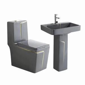 Offre Spéciale : Ensemble Sanitaire <span class=keywords><strong>de</strong></span> <span class=keywords><strong>Luxe</strong></span> sur Pied – Lavabo en Céramique et WC Monobloc pour Salle <span class=keywords><strong>de</strong></span> Bain - Product Image 1