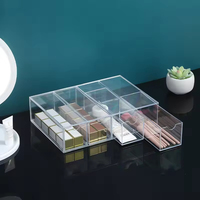 Boîte de rangement personnalisée pour lunettes de soleil, transparente en PS, rectangulaire, organisateur de présentation à quatre niveaux, étui à lunettes, boîte de rangement pour papeterie