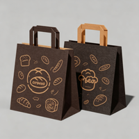 Sacs en papier kraft brun écologiques et recyclables avec poignée et logo personnalisé imprimé pour vêtements, projets d'artisanat, chaussettes