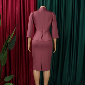 Nuovo <span class=keywords><strong>Abito</strong></span> Midi Bodycon da Donna con Colletto a Risvolto e Doppio Petto con Peplum - Product Image 6