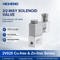 Válvula Solenoide 2V025-06 Sin Cobre ni Zinc, 1/8'', 2/2 Vías, Normalmente Cerrada, para Fluidos Corrosivos Especiales