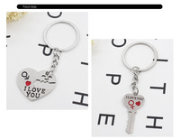 Porte-clés Saint-Valentin « Clé de mon cœur » en alliage de zinc de luxe, sérigraphié, avec logo personnalisé, pendentif couple monobloc