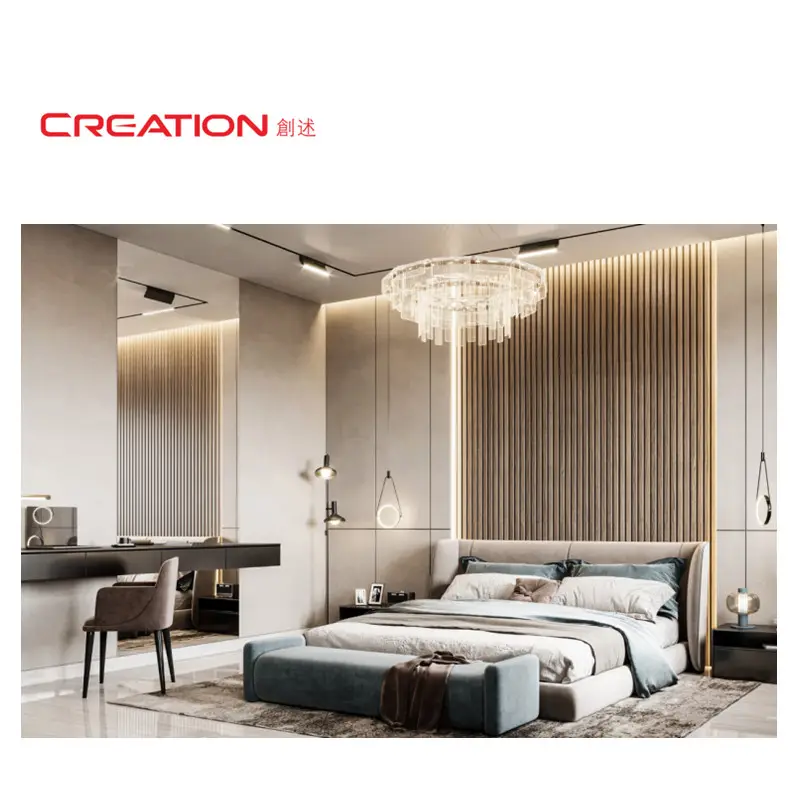 CREATION Tranh Dự Án Khách Sạn Dubai Đồ Nội Thất Khung Gỗ Rắn Hoàn Thiện Gỗ Veneer Gỗ Sồi Đen Khách Sạn